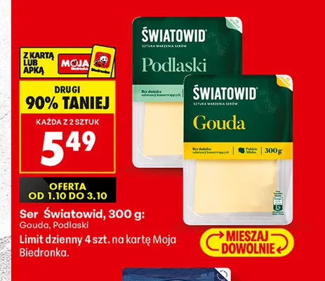 Ser gouda w plastrach Światowid promocja w Biedronka