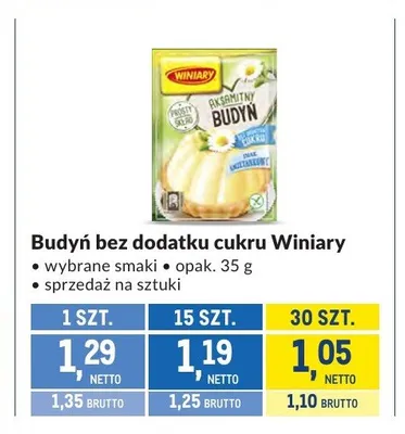 Budyń bez dodatku cukru Winiary promocja w Makro