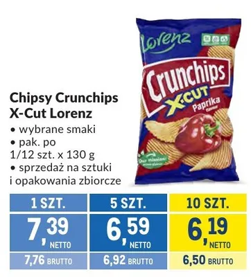 Chipsy Crunchips X-Cut Lorenz wybrane smaki promocja w Makro