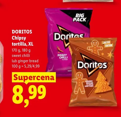 Chipsy tortilla XL Doritos ginger bread promocja w Lidl
