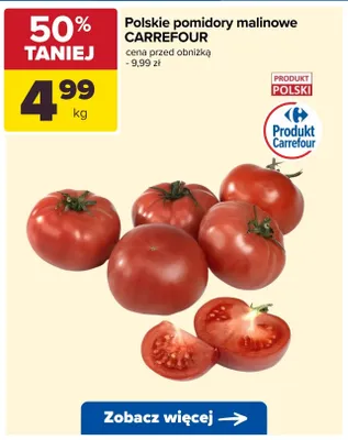 Pomidory malinowe Carrefour polskie promocja w Carrefour