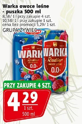 Piwo Warka radler owoce leśne puszka Grupa Żywiec promocja w Prim Market