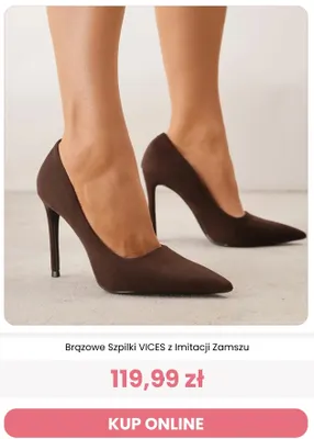 Brązowe szpilki VICES z imitacji zamszu promocja w Renee