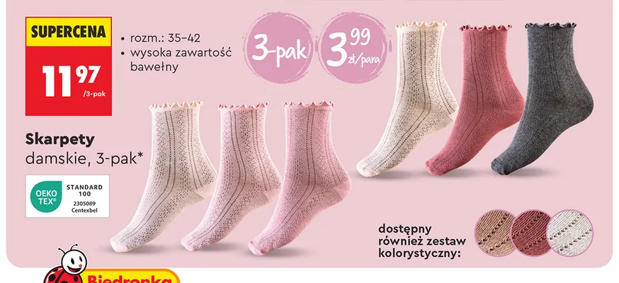 Skarpety damskie 3-pak promocja w Biedronka