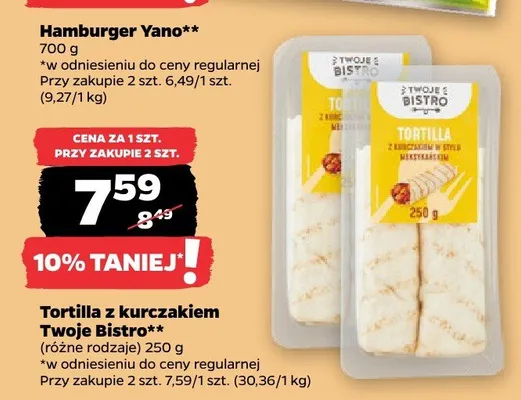 Tortilla z kurczakiem w stylu meksykańskim Twoje Bistro promocja w Netto