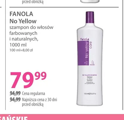 No Yellow szampon do włosów farbowanych i naturalnych Fanola promocja w Hebe