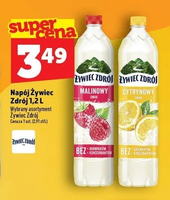 Napój niegazowany o smaku malinowym Żywiec Zdrój promocja w TOPAZ