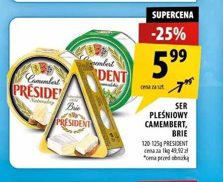 Ser pleśniowy Brie President promocja w Arhelan