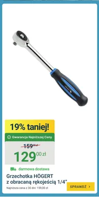 Grzechotka HÖGERT z obracaną rękojeścią 1/4" promocja w ERLI