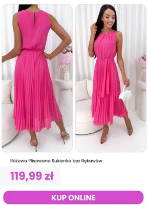Sukienka plisowana bez rękawów ModnaKiecka.pl promocja w Modna Kiecka