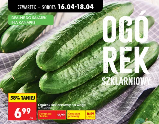 Ogórek szklarniowy na wagę promocja w Biedronka