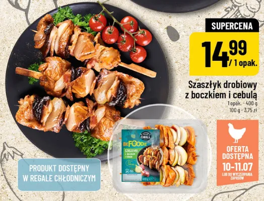 Szaszłyk drobiowy z boczkiem i cebulą BeFoodie promocja w POLOmarket