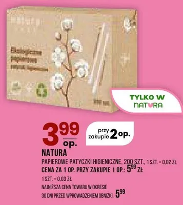 Patyczki higieniczne Natura 200 szt. promocja w Drogerie Natura