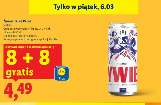 Piwo Żywiec Jasne Pełne promocja w Lidl