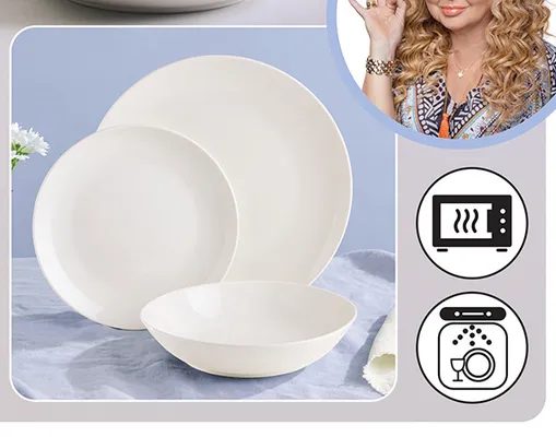 Serwis obiadowy porcelana biała MG home Magda Gessler 18-elementowy promocja w Biedronka