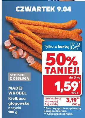 Kiełbasa głogowska z szynki promocja w Kaufland