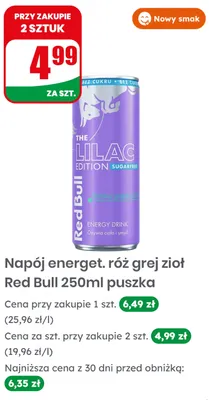 Napój energetyczny różowy grejpfrut zioła Red Bull promocja w Dino