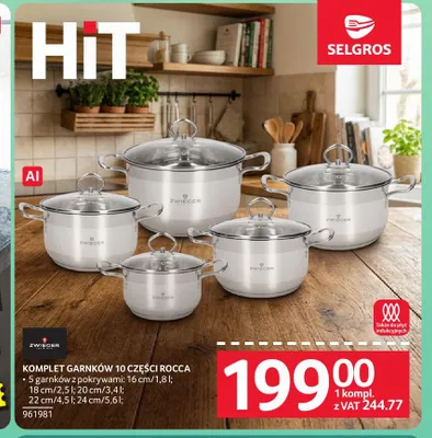 Komplet garnków Zwieger Rocca 10 części promocja w Selgros