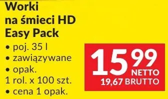 Worki na śmieci HD Easy Pack Jan Niezbędny poj. 35l zawiązywane promocja w Makro