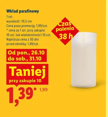 Wkład parafinowy 10,5 cm promocja w Lidl