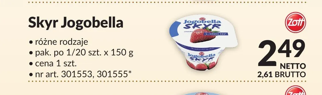 Skyr Jogobella Zott promocja w Makro