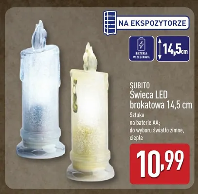 Świeca LED brokatowa 14,5 cm Subito promocja w Aldi