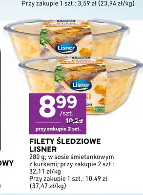 Filety śledziowe w sosie śmietankowym z kurkami Lisner promocja w Stokrotka