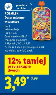 Deser mleczny w saszetce POLMLEK promocja w Lidl