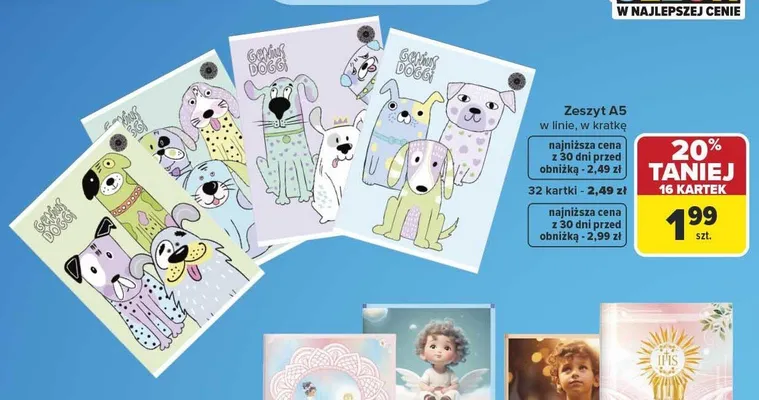 Zeszyt A5 w linie Genius Doggi 16 kartek promocja w Carrefour