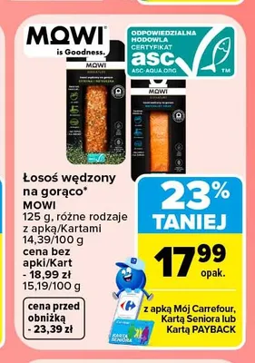 Łosoś wędzony na gorąco MOWI promocja w Carrefour Market