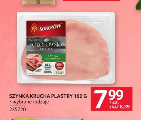 Szynka krucha plastry Sokołów promocja w Selgros