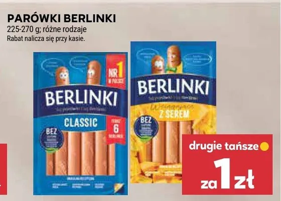 Parówki Berlinki z serem promocja w Stokrotka