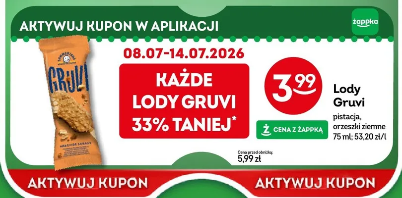 Lody Sammontana Gruvi orzeszki ziemne promocja w Żabka