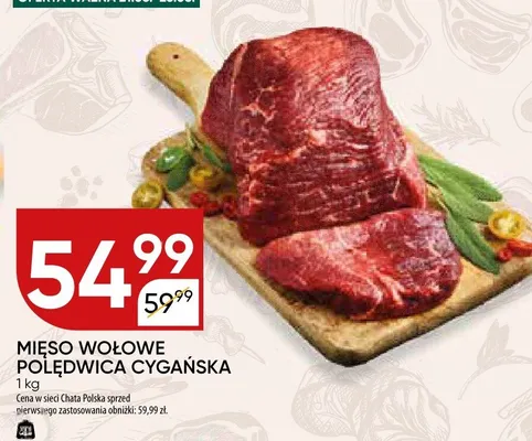 Mięso wołowe polędwica cygańska promocja w Chata Polska