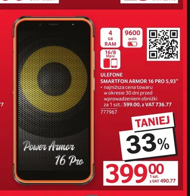 Smartfon ULEFONE Armor 16 Pro promocja w Selgros