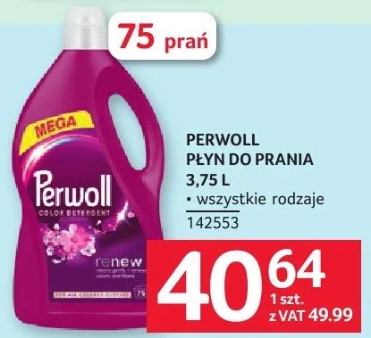 Płyn do prania PERWOLL PŁYN DO PRANIA 3,75 L wszystkie rodzaje promocja w Selgros