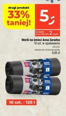 Worki na śmieci Anna Zaradna supermocne 120 l 10-pak promocja w Dealz