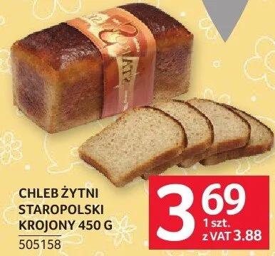 Chleb żytni staropolski krojony 450 g promocja w Selgros