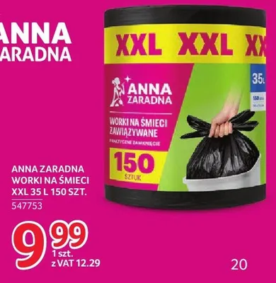 Worki Anna Zaradna na śmieci XXL 35 L 150 szt. promocja w Selgros