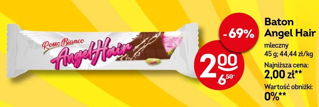 Baton mleczny Rosso Bianco Angel Hair promocja w Żabka