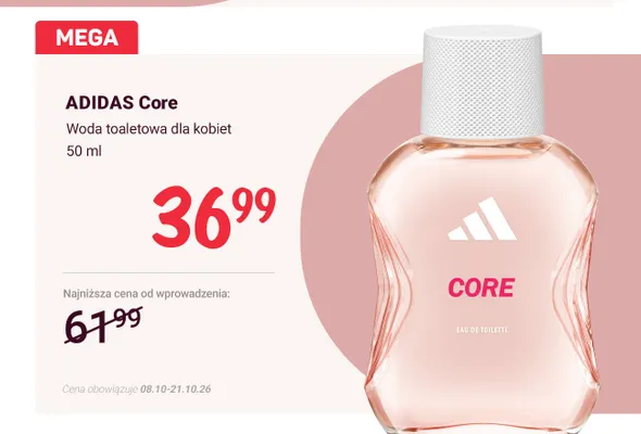 Woda toaletowa dla kobiet Adidas Core promocja w Rossmann