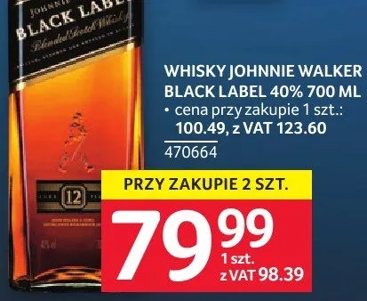 Whisky Johnnie Walker Black Label 40% 700 ml promocja w Selgros