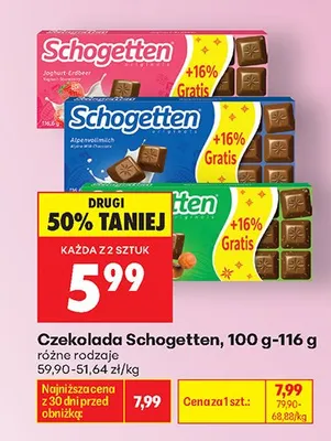 Czekolada Schogetten Joghurt-Erdbeer promocja w Biedronka