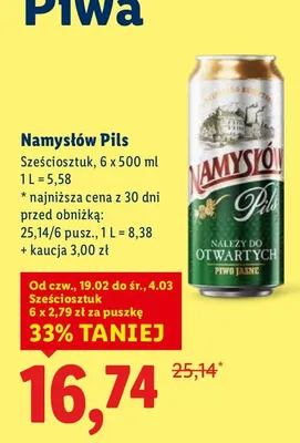 Piwo Pils Sześciosztuk 6x500ml promocja w Lidl