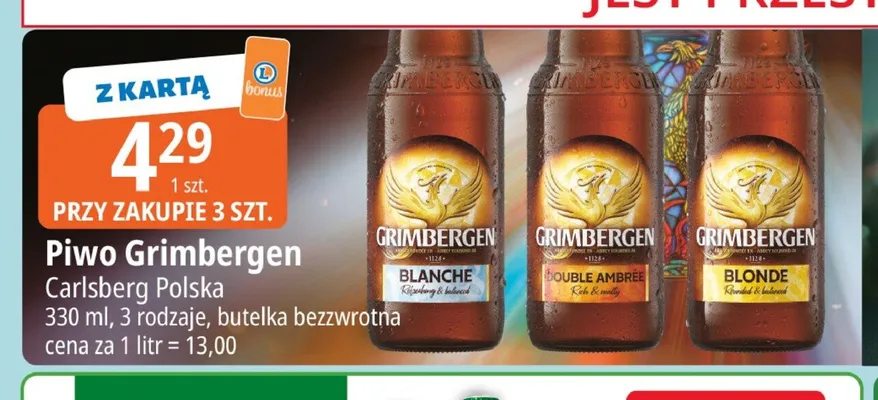 Piwo Grimbergen Blanche butelka bezzwrotna 330ml promocja w Leclerc