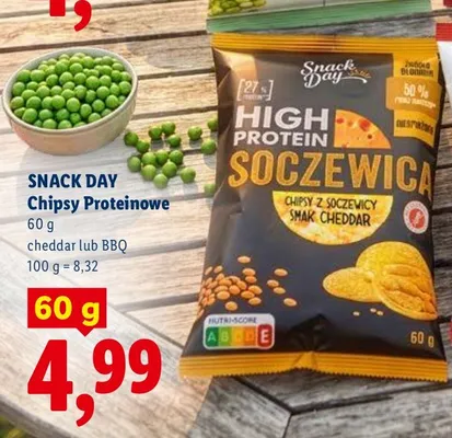 Chipsy proteinowe Snack Day cheddar promocja w Lidl