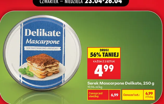 Serek Mascarpone Delikate promocja w Biedronka