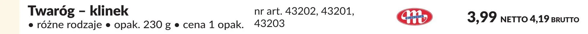 Twaróg klinek Mlekovita różne rodzaje promocja w Makro