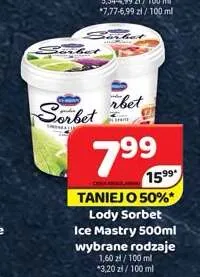 Lody Sorbet malinowy Ice Mastry promocja w Delfin
