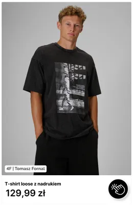 T-shirt loose z nadrukiem 4F promocja w 4F